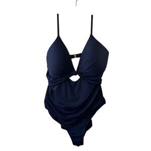 Hilor One Piece Ruched Twist Front Tummy Control Underwire Push Up Bathing Suit